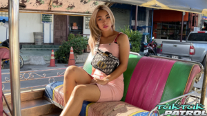Hot blonde Asian in back seat