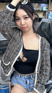 Tuktuk Patrol Akita Thai sitting in tuktuk with fleshy cleavage