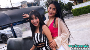 Thai pornstars board tuk heading to group sex party