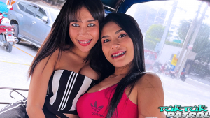 Horny Asian girls en route to a three way fuck fest