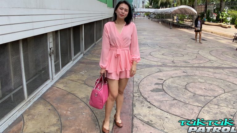 Short pink skirt in public