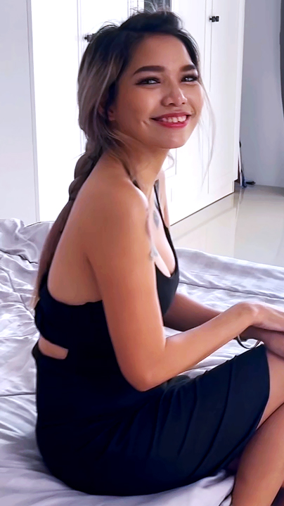 Sexy Thai babe TukTuk Patrol Bella models in bed during her hardcore fantasy scene