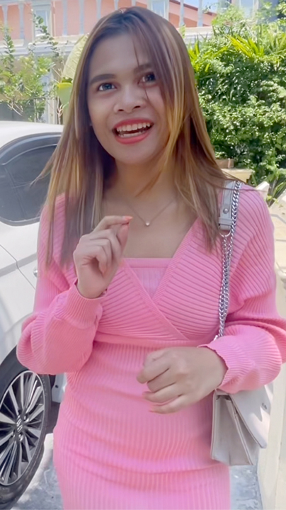 Beautiful TukTuk Patrol Fah gets excited in street