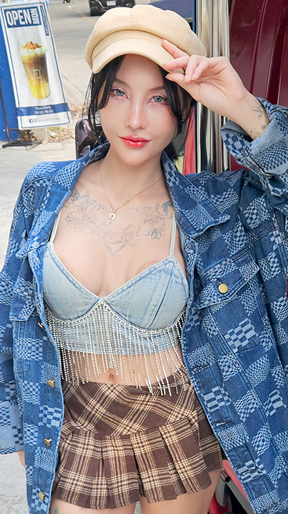 Sexy TukTuk Patrol Nineteen poses sexy for camera in bra
