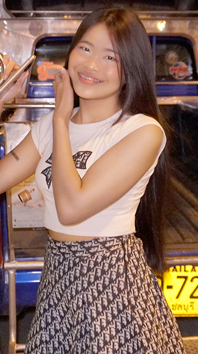 Adorable Bangkok teen TukTuk Patrol Sia poses in cute outfit